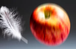 Ciencia: ¿Qué llega antes al suelo la pluma o la manzana?, la gravedad Manzana contra pluma